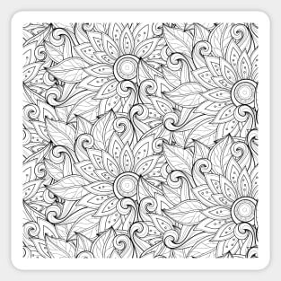 Non Colored Pattern with Floral Motifs Sticker